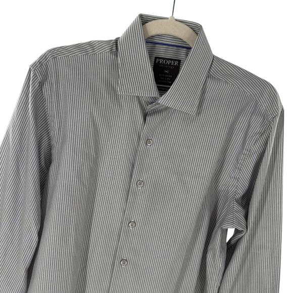 Proper Shirtings Men's Gray Striped Cotton Button Down Shirt - Picture 3 of 8